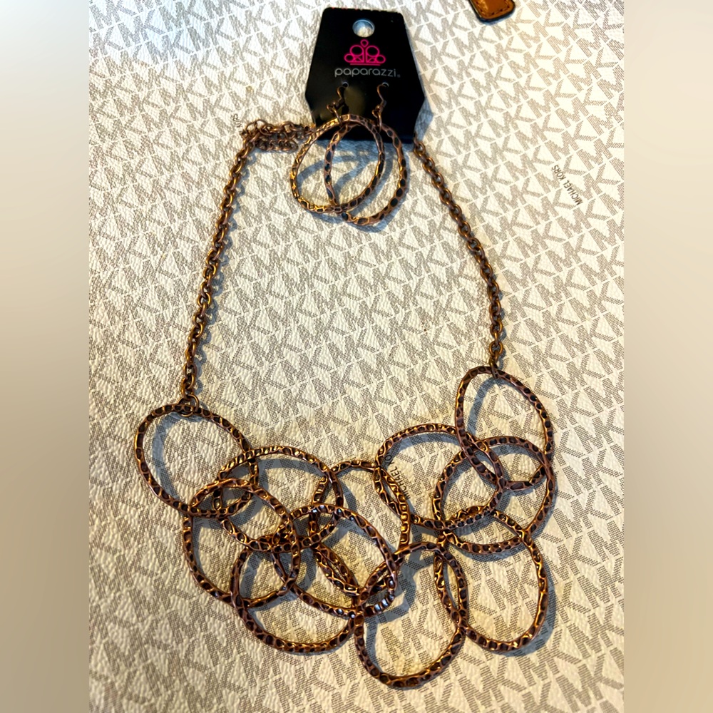 Rose gold fashion necklace and earring new